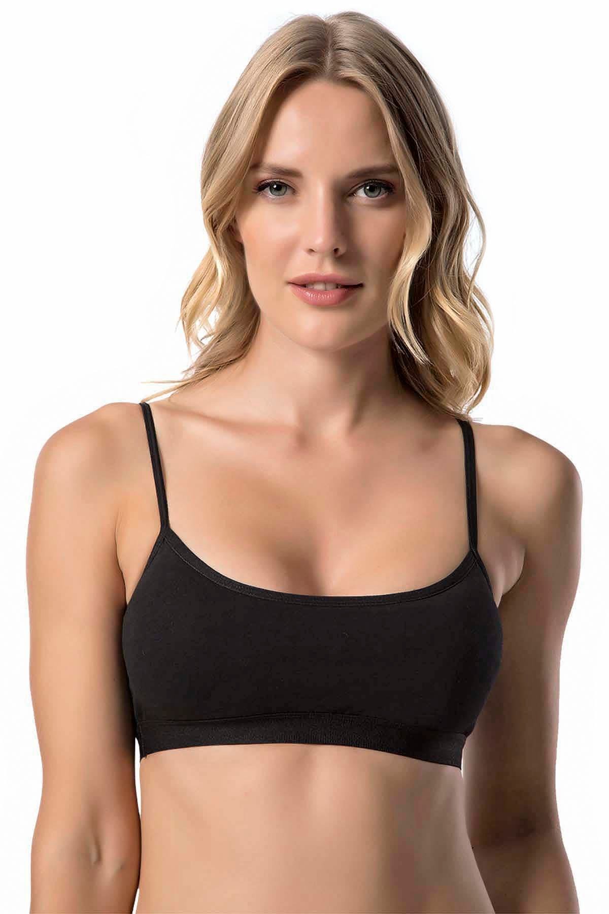 Kadın İp Askılı Büstiyer Sporcu Penye Yarım Atlet Sütyen Pedli