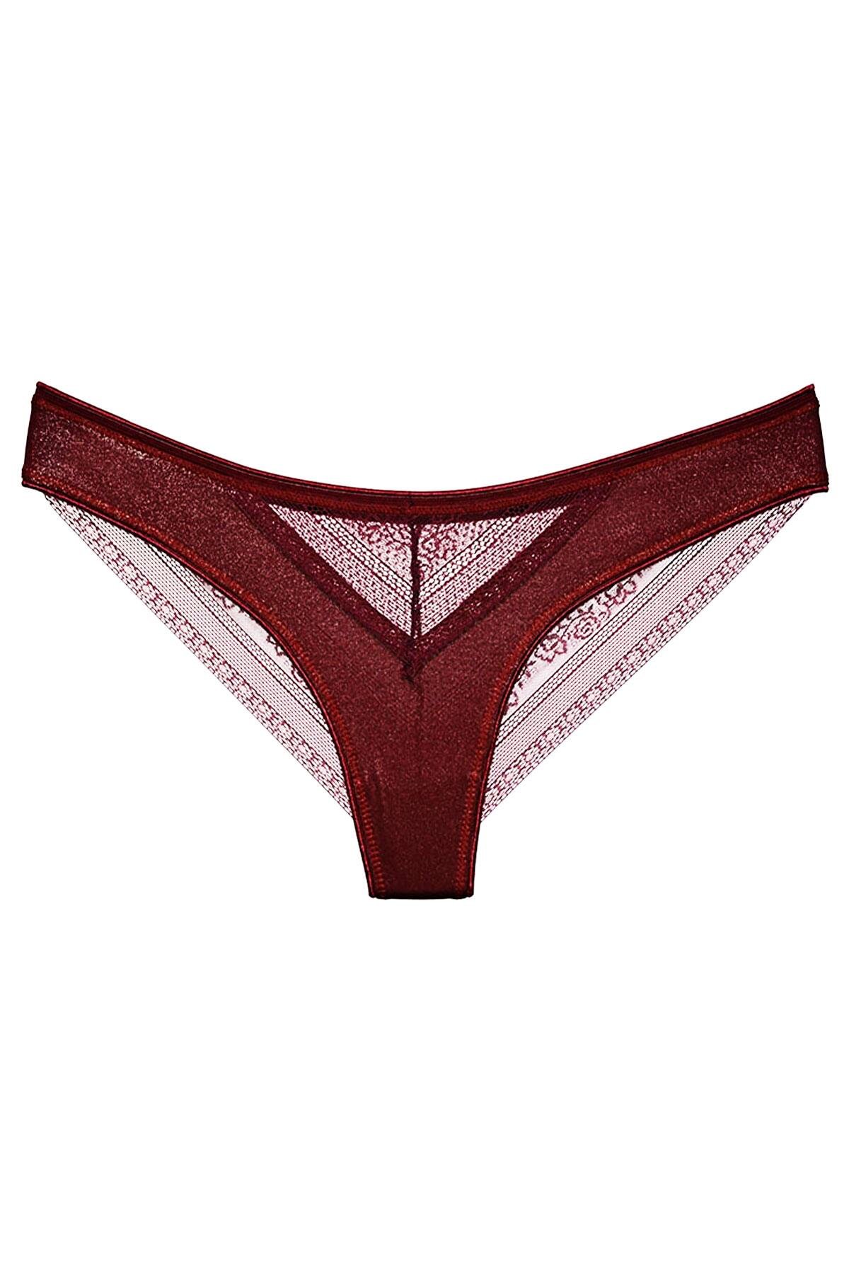 Kadın Önü Sim Baskılı Brazilian Külot Arkası Dantelli İz Yapmaz