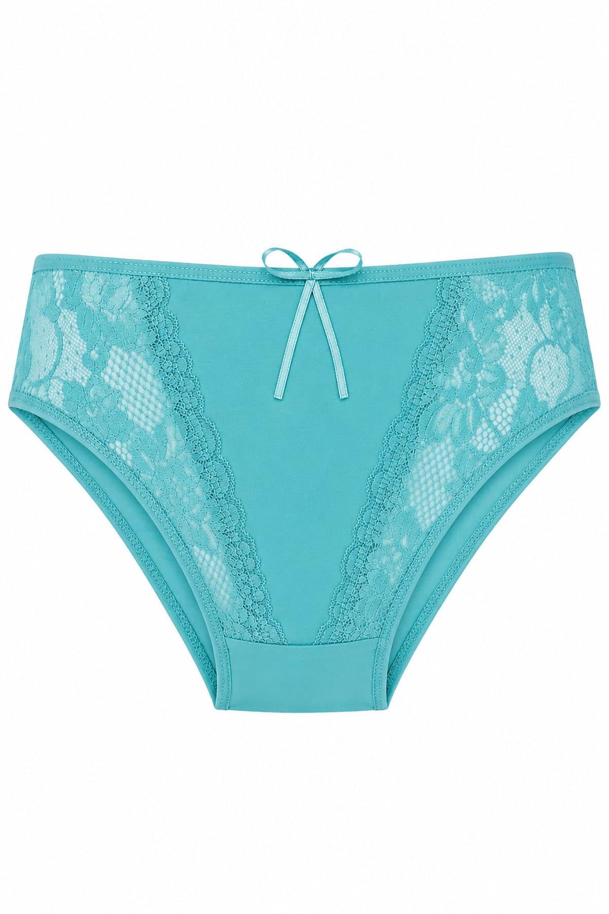 Kadın Pamuklu Renkli Bikini Külot  Dantel  Güpür Detaylı