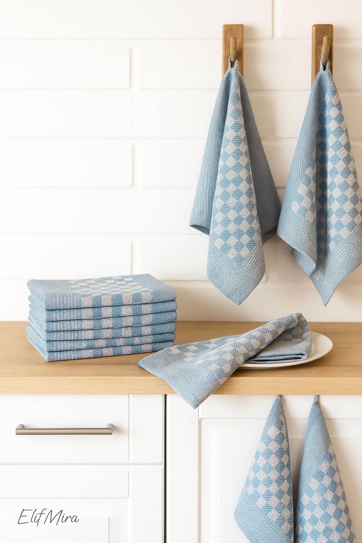 Kare Desenli Mutfak Kurulama Bezi Seti 10’lu 50x70 cm CasaLine