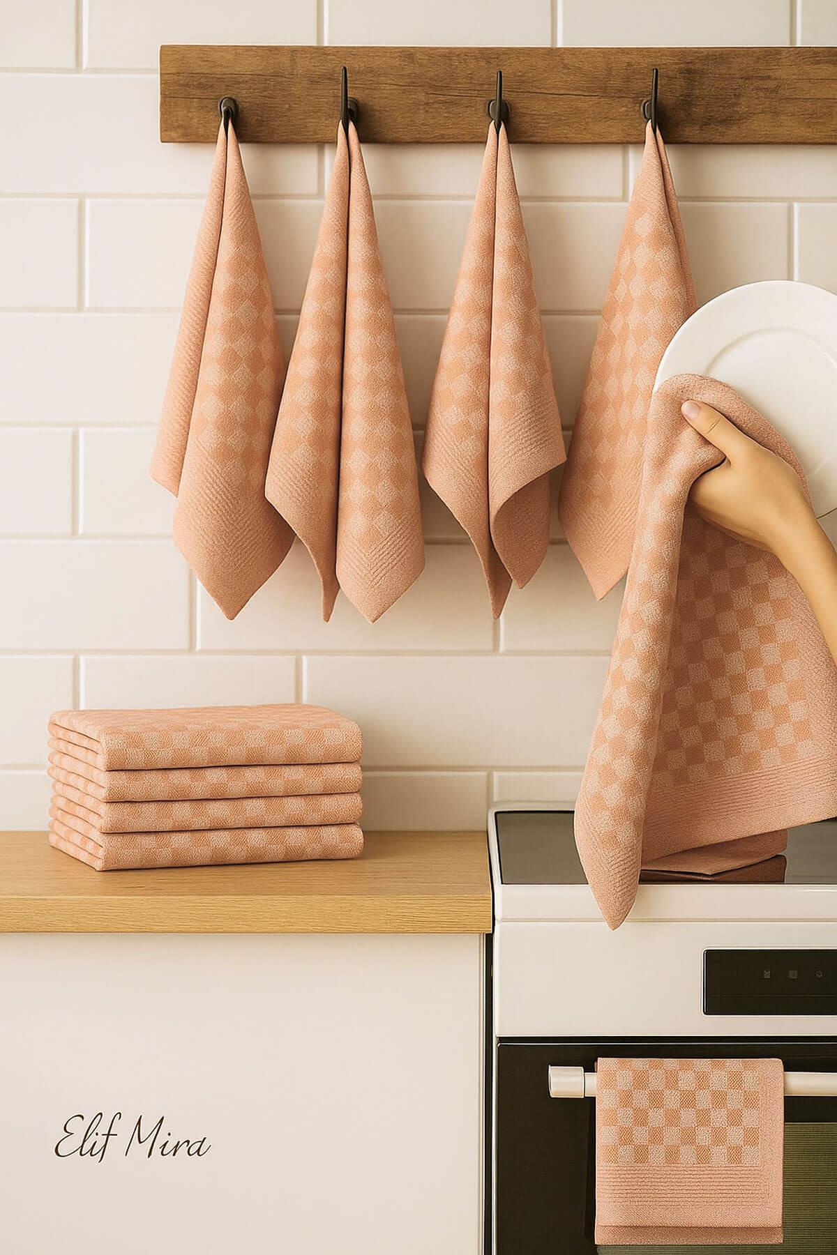 Kare Desenli Mutfak Kurulama Bezi Seti 10’lu 50x70 cm CasaLine