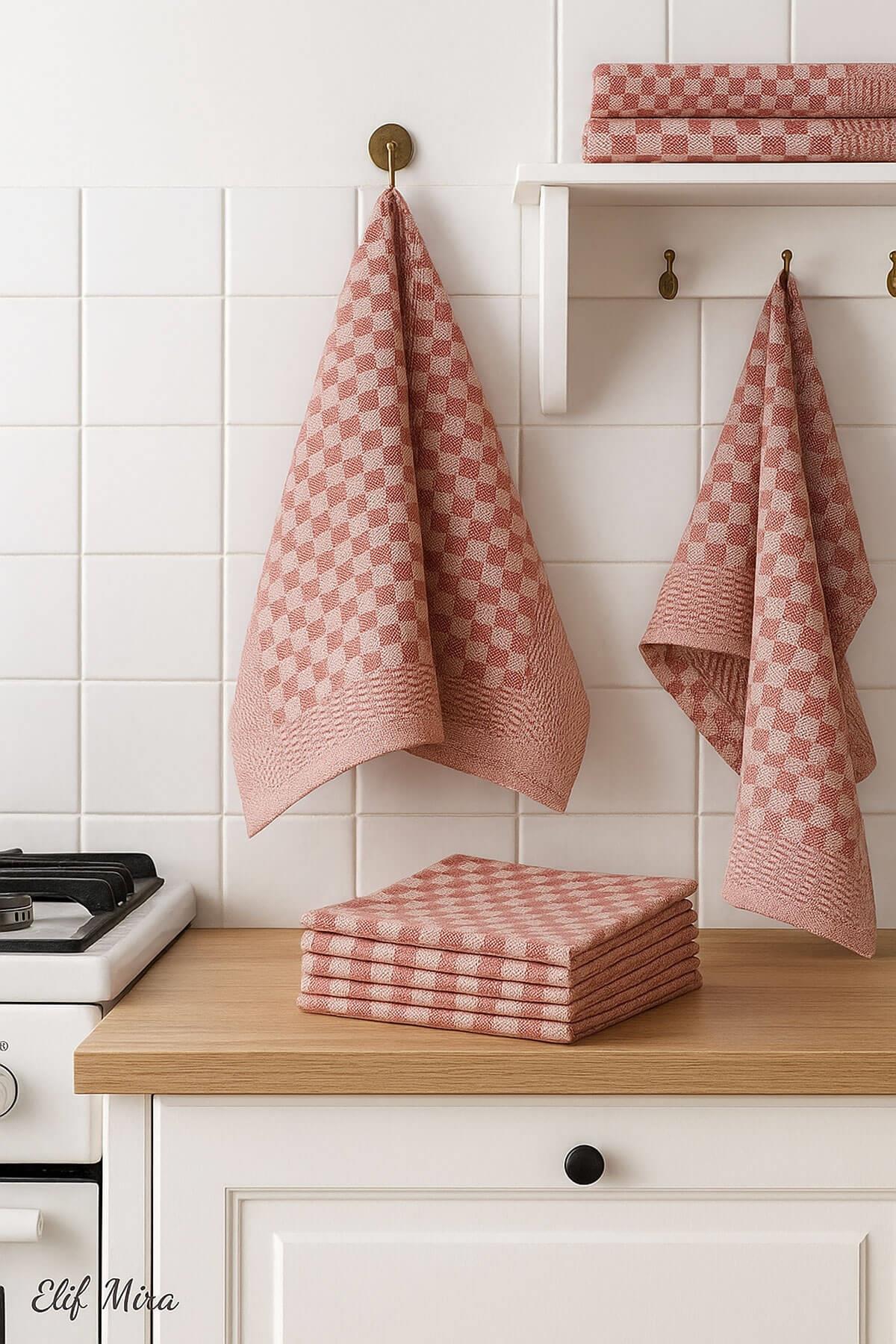 Kare Desenli Mutfak Kurulama Bezi Seti 10’lu 50x70 cm CasaLine