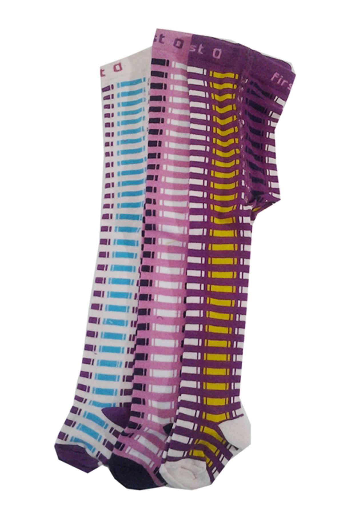 Kız Bebek Çocuk Renkli Külotlu Çorap 3 lü Paket 41955