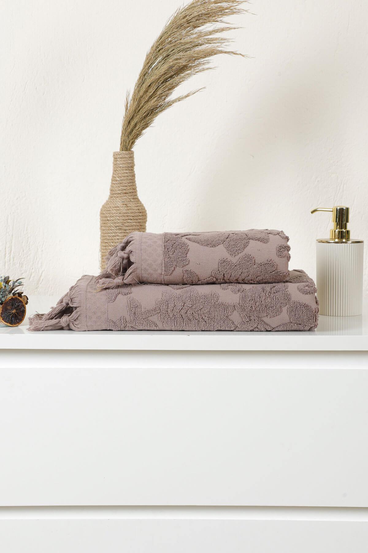 Mira Home Jakarlı Saçaklı Banyo Havlu Takımı Soft Pamuklu Maria Grace