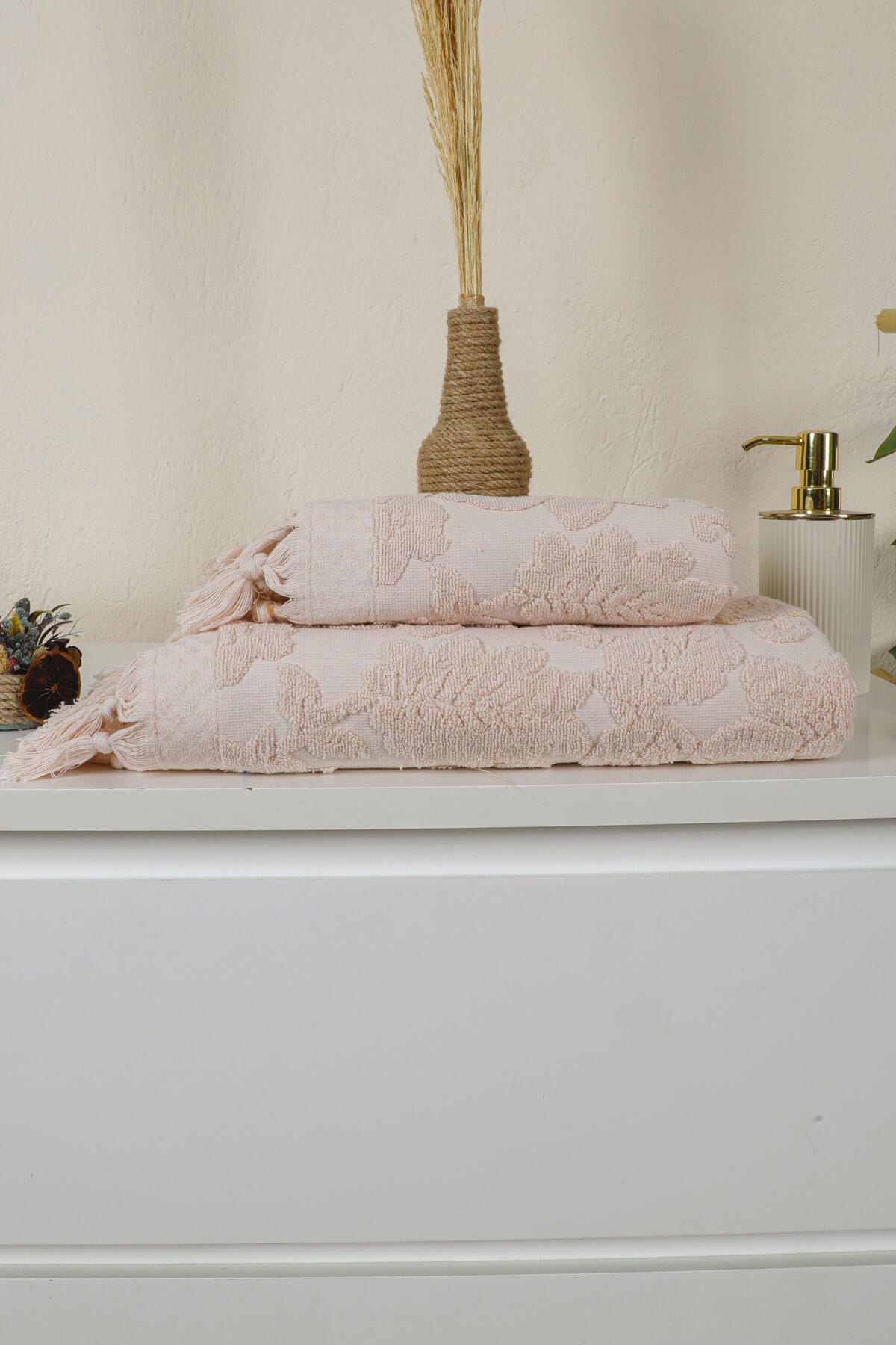 Mira Home Jakarlı Saçaklı Banyo Havlu Takımı Soft Pamuklu Maria Grace