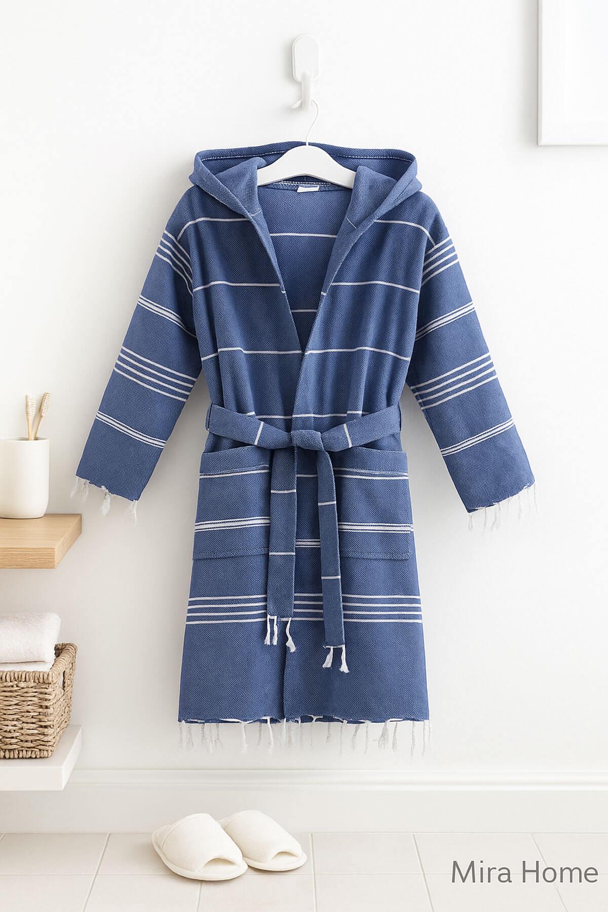 Mira Home Kapşonlu Çocuk Peştemal Bornoz %100 Pamuk