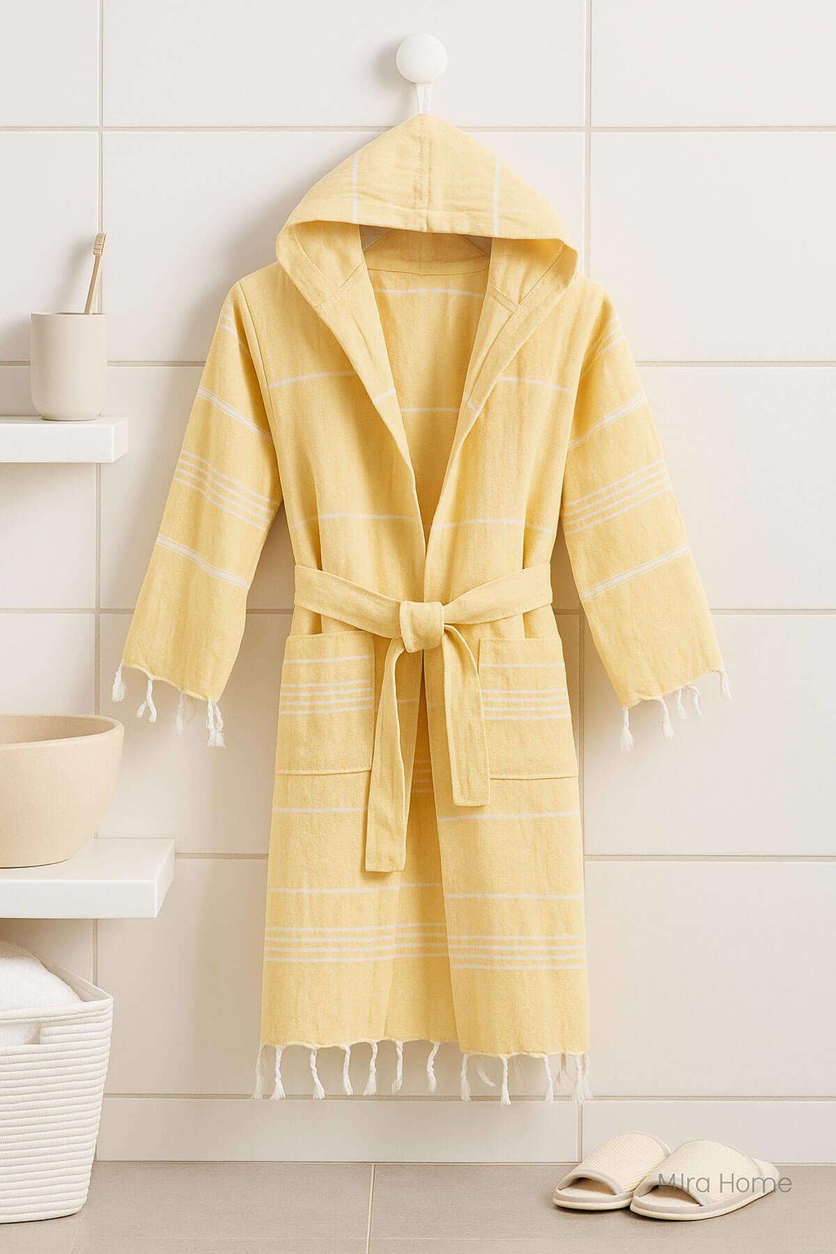 Mira Home Kapşonlu Çocuk Peştemal Bornoz %100 Pamuk