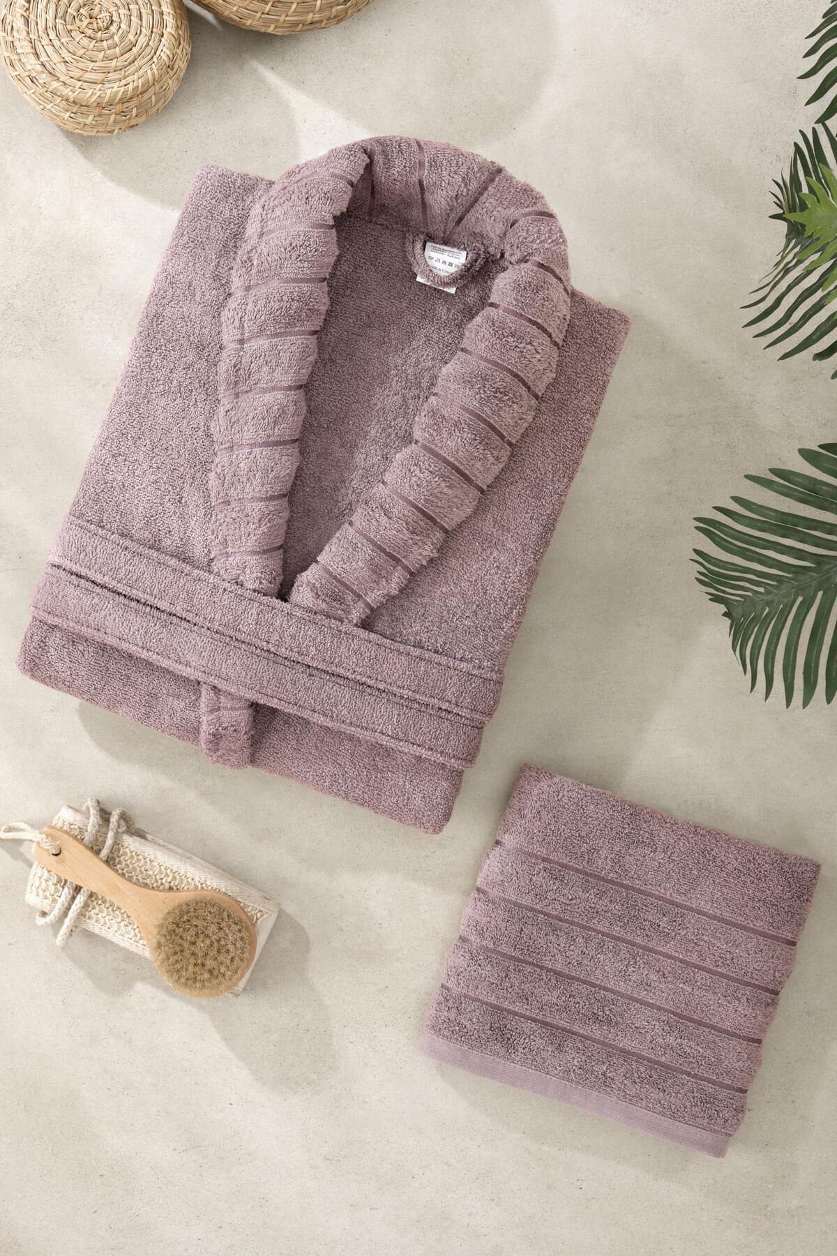 Mira Home Soft Elegance Banyo Tek Kişilik Bornoz Takımı %100 Pamuklu