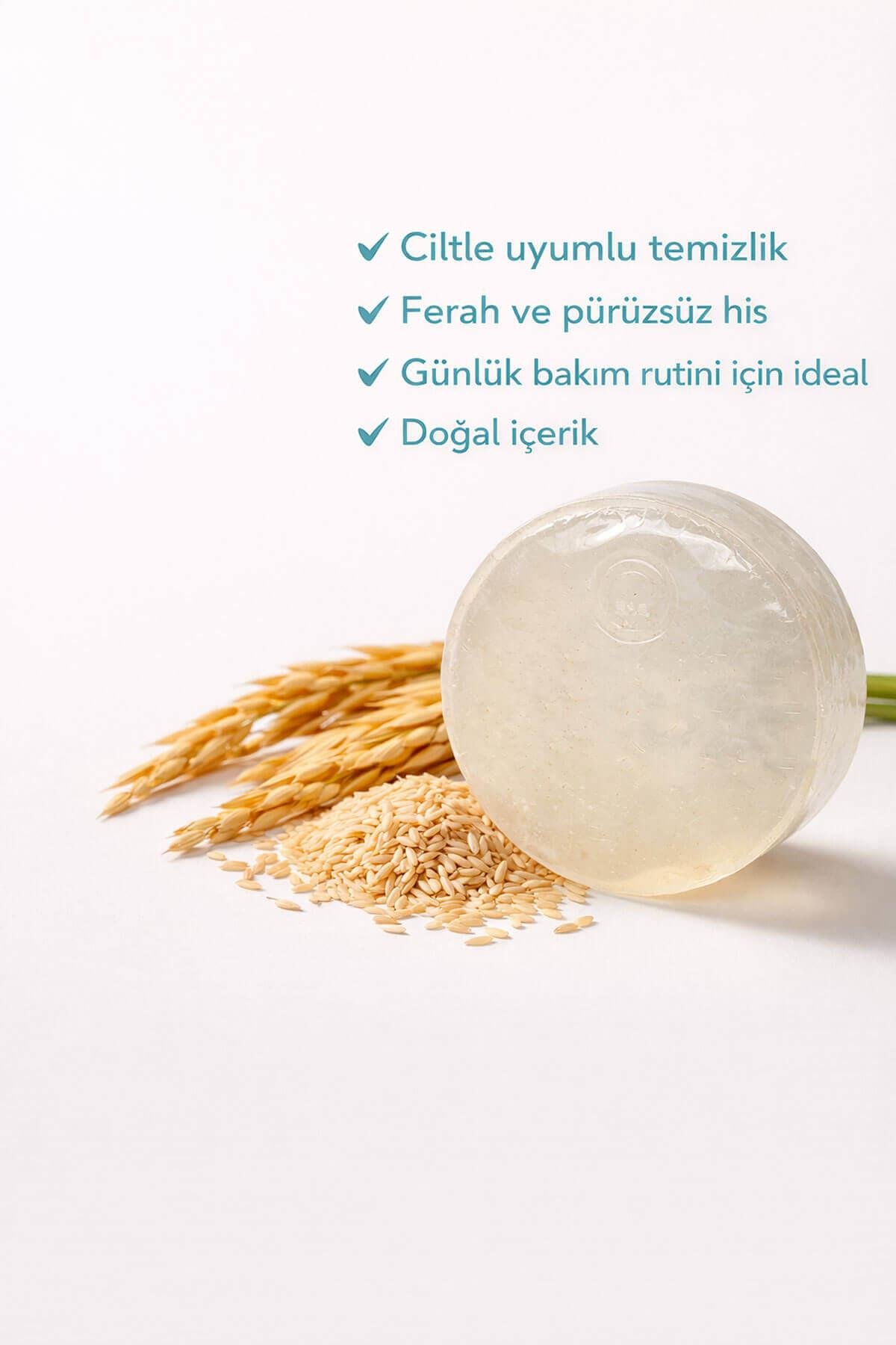 Pirinç Kepeği Özlü El Yapımı Doğal Oval Sabun - 100 gr