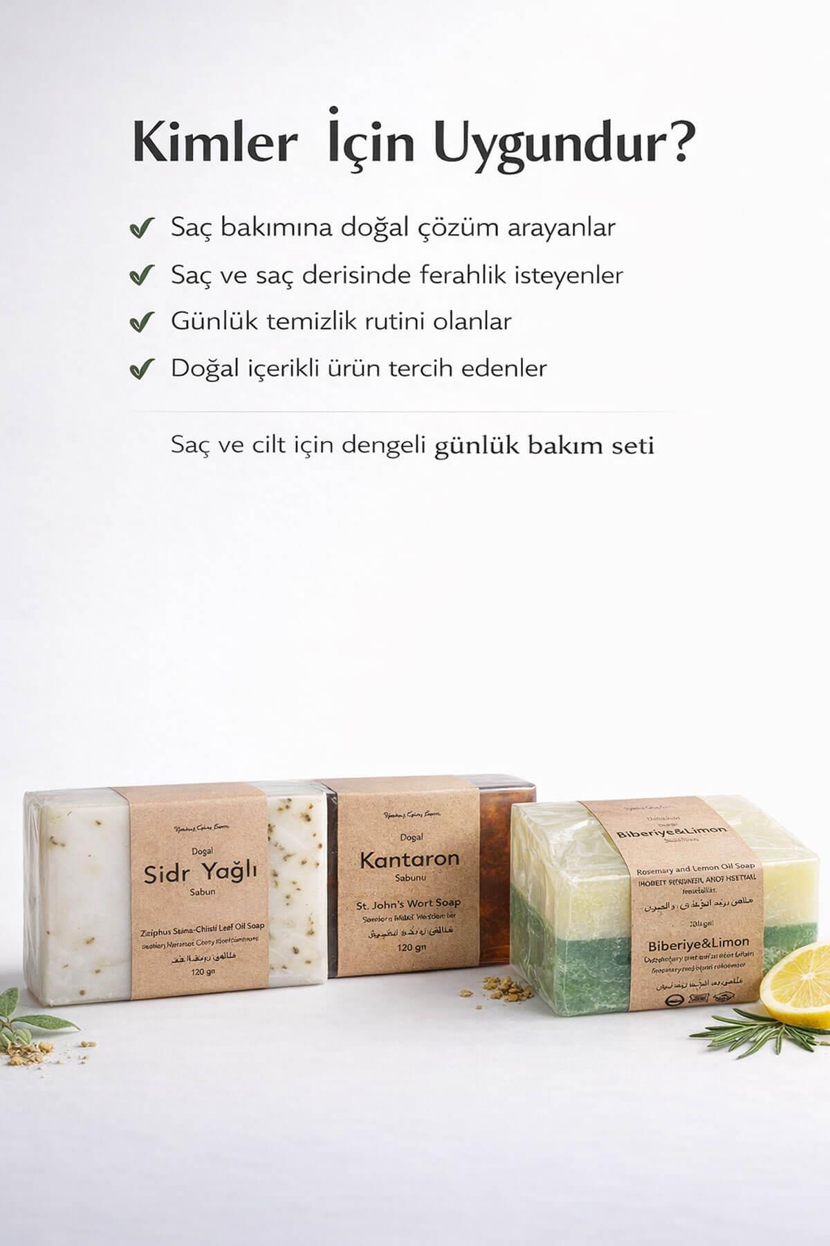 Saç ve Saç Derisi Bakımı İçin Onarıcı 3 lü Doğal Sabun Seti