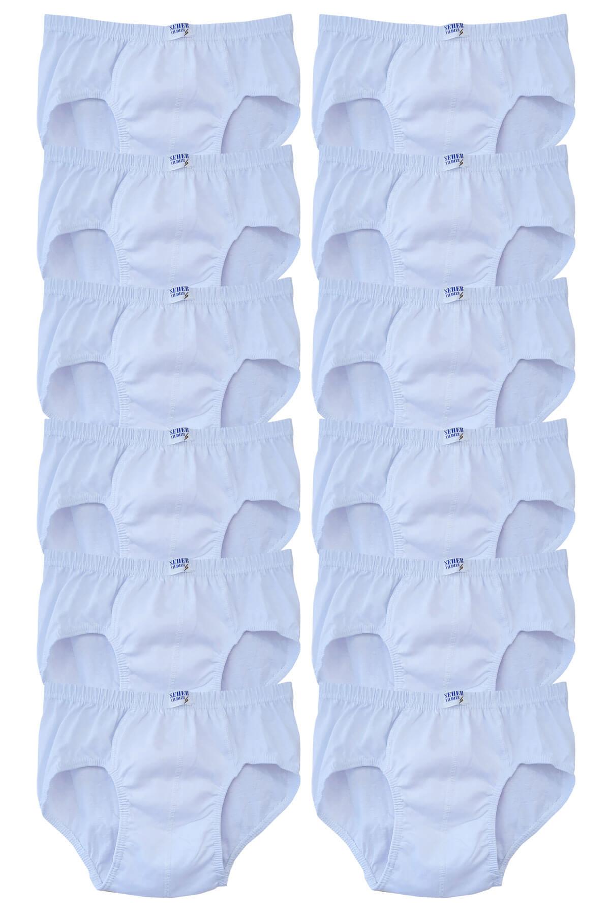 Seher Yıldızı Erkek Çocuk Slip Külot Beyaz 12 li Paket