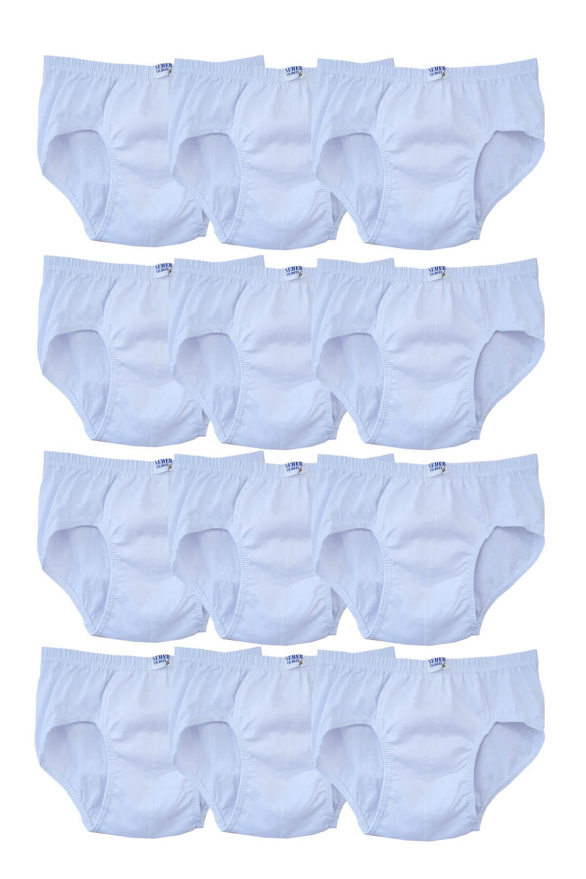 Seher Yıldızı Erkek Çocuk Slip Külot Beyaz 12 li Paket