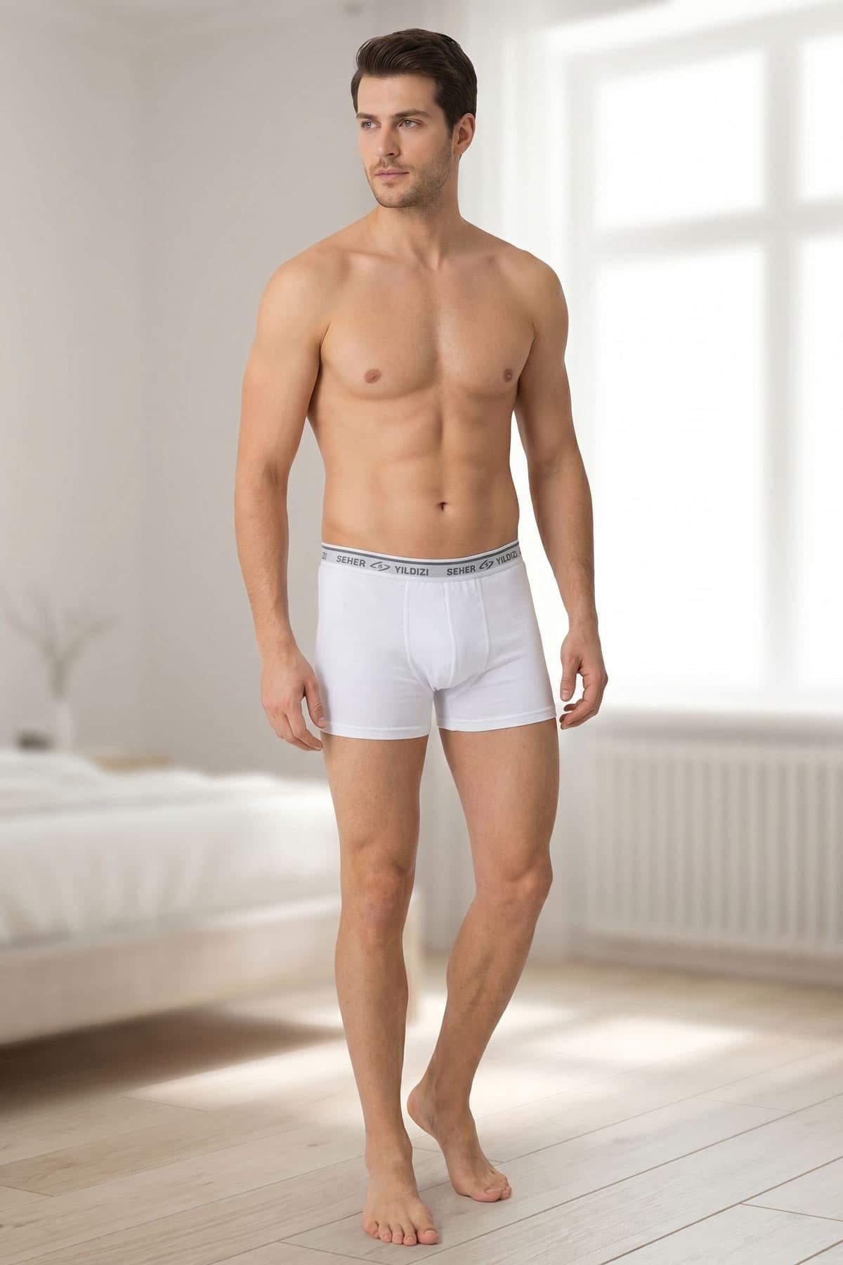 Seher Yıldızı Erkek Pamuklu Likralı Boxer 6 Lı Paket