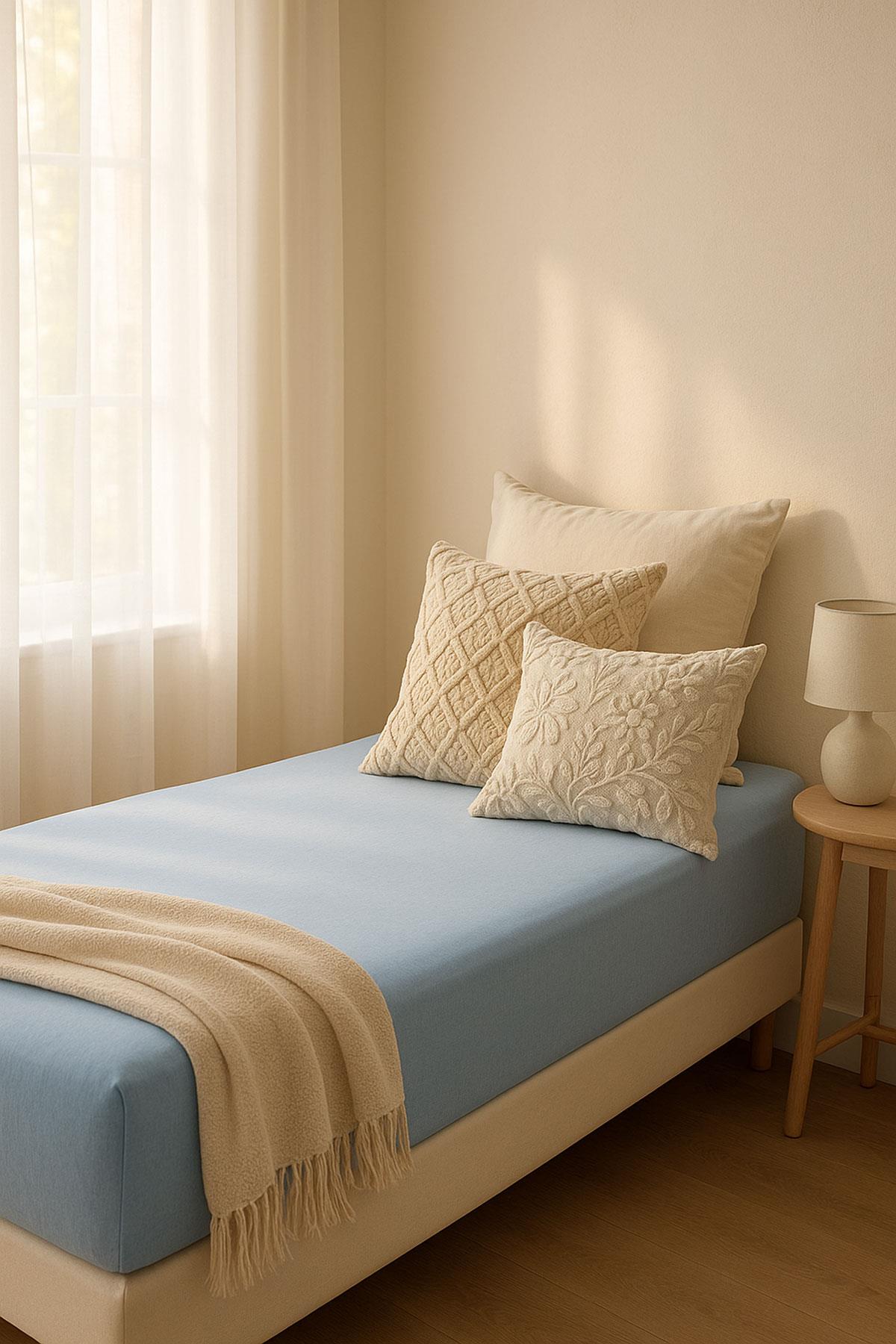 Tek Kişilik Düz Penye %100 Pamuklu Lastikli Çarşaf 100X200