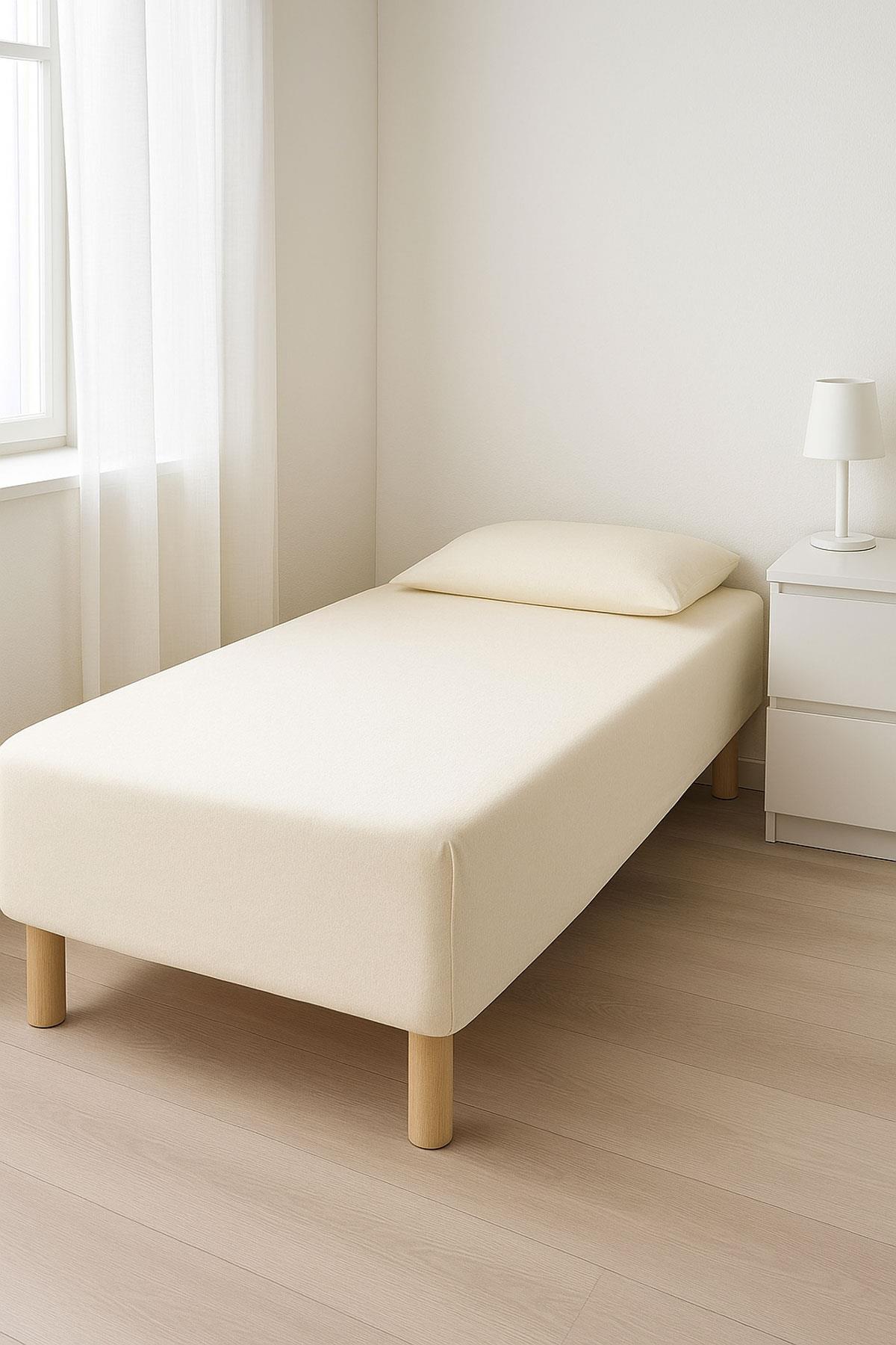 Tek Kişilik Düz Penye %100 Pamuklu Lastikli Çarşaf 100X200