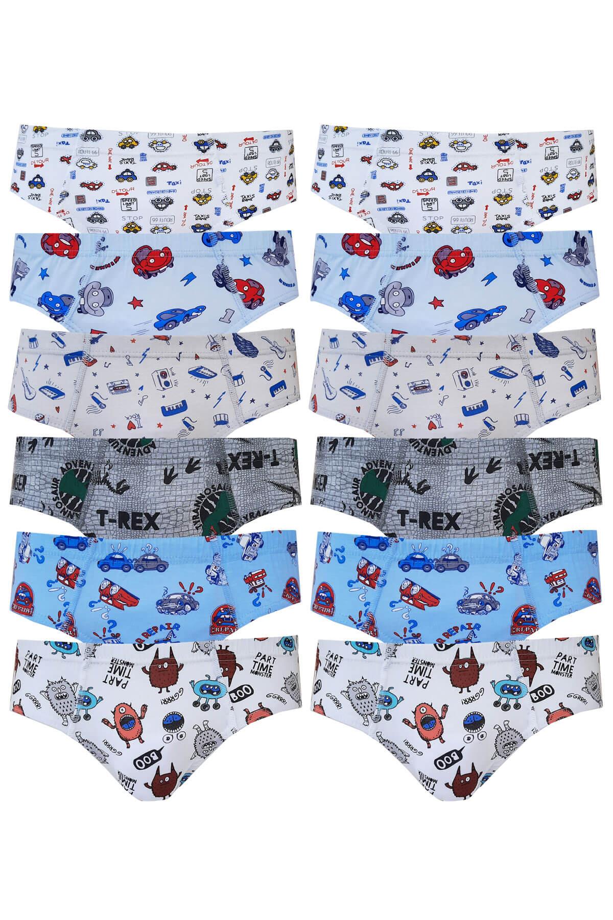 Tutku Erkek Çocuk Renkli Empirme Slip Külot Pamuklu 12li Paket