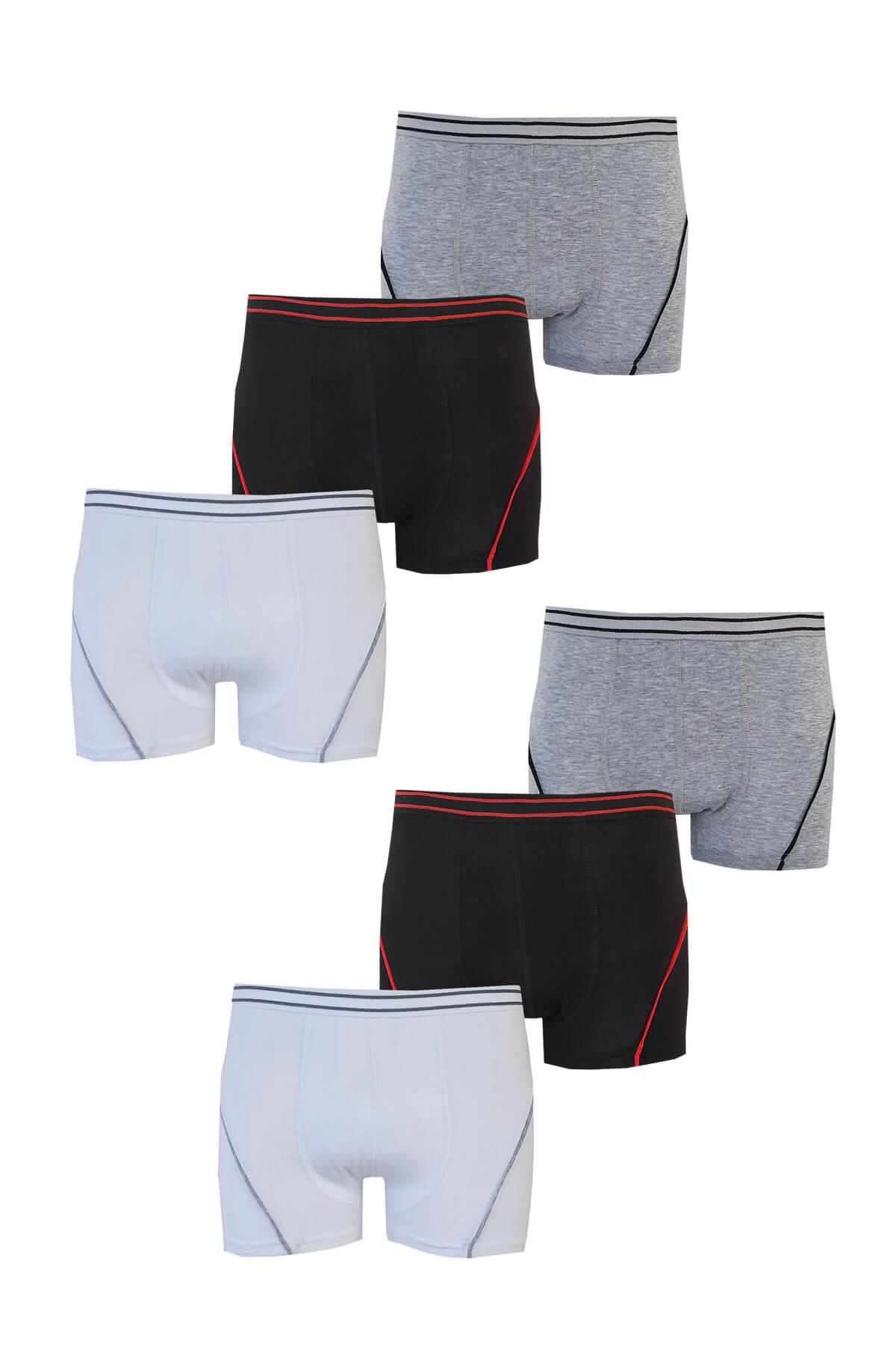 Tutku İç Giyim 6lı Erkek Çocuk Likralı Pamuklu Boxer İç Çamaşır