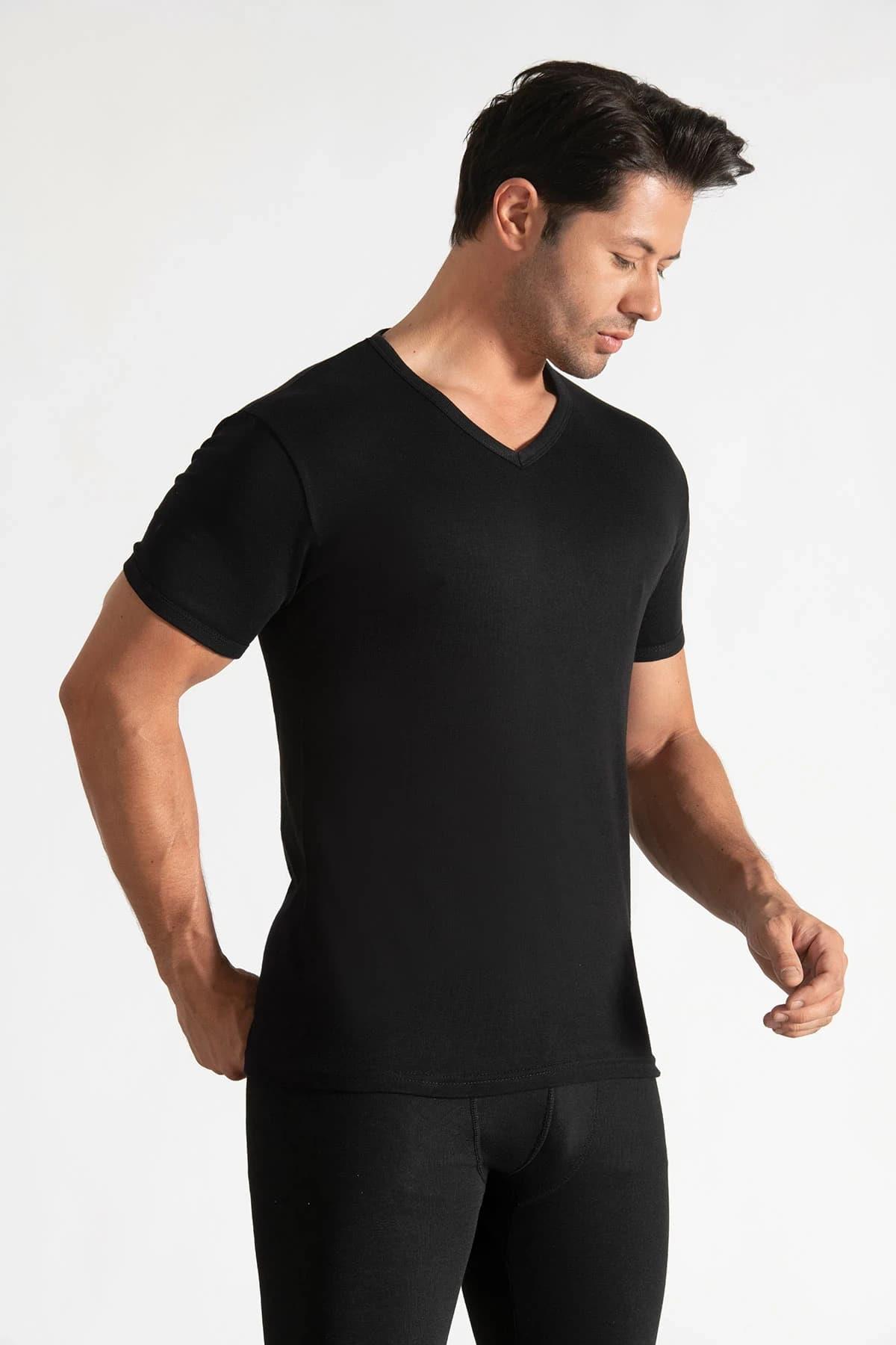 Tutku İç Giyim Erkek V Yaka Ribana Kısa Kol Fanila 6 Lı Paket