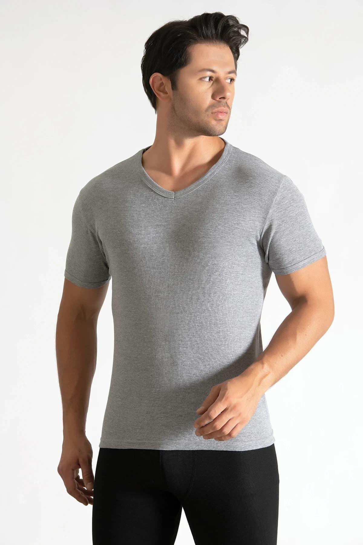 Tutku İç Giyim Erkek V Yaka Ribana Kısa Kol Fanila 6 Lı Paket