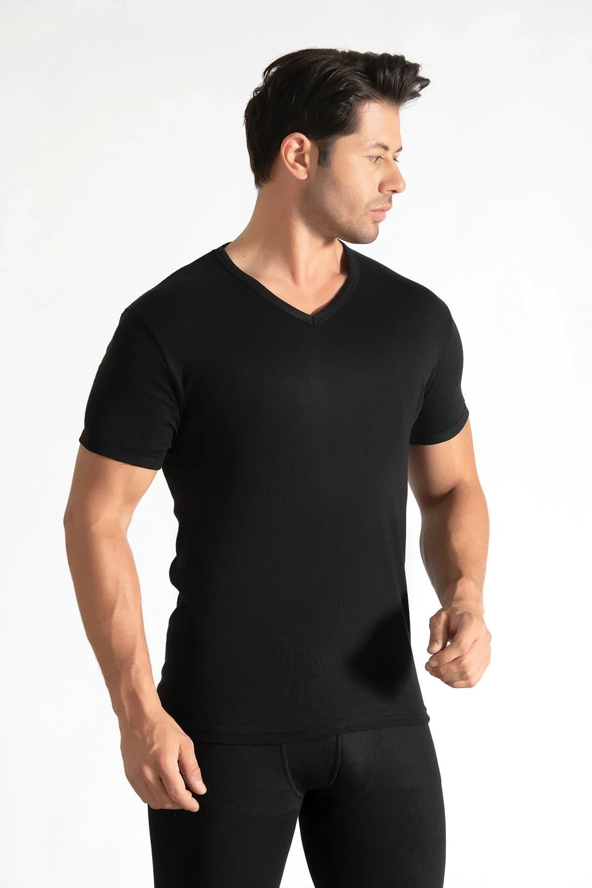 Tutku İç Giyim Erkek V Yaka Ribana Kısa Kol Fanila 6 Lı Paket