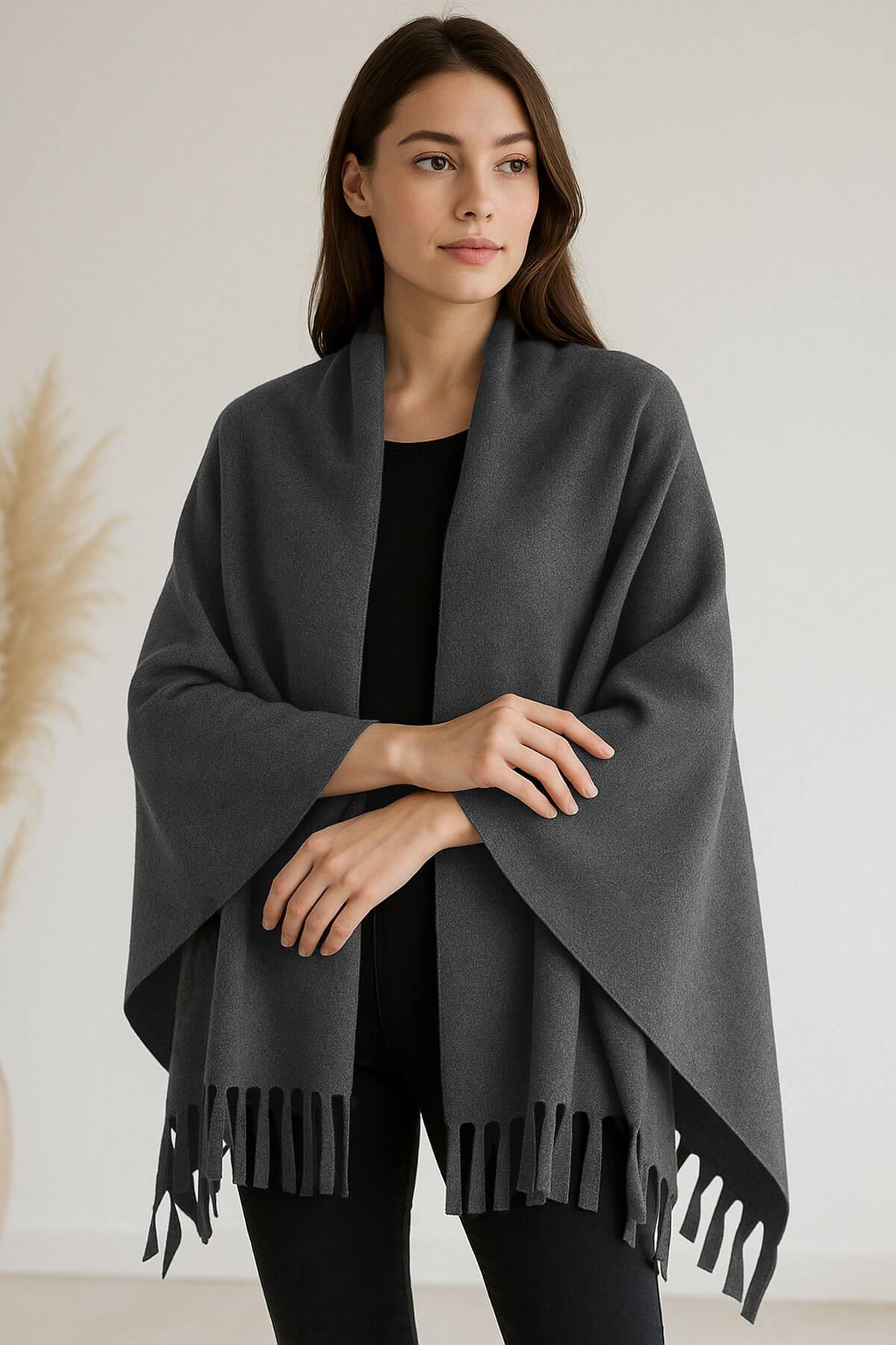 Unisex Polar Omuz Şalı 70X180 Cm Kışlık Sıcak Şal Elegantwarm