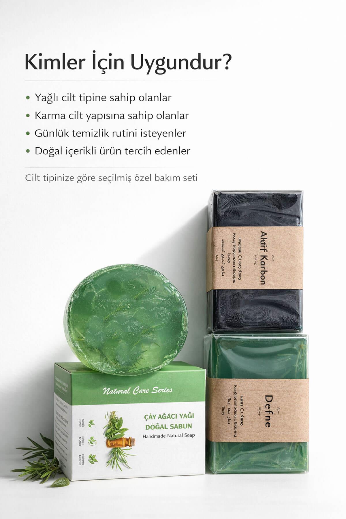 Yağlı ve Karma Ciltler İçin Doğal Sabun Seti 3’lü Bakım Paketi