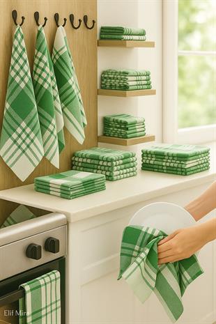 10 lu Lüks Mutfak Kurulama Bezi Seti 45x65 Cm Table Linen