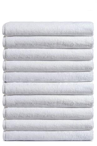 10 lu Otel Banyo Havlusu %100 Pamuklu 90X150 Cm Beyaz 20/2 Ring 650 Gr