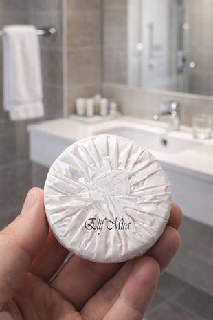 100 Adet 15 gr Mini Otel Sabunu – Pile Sargılı Buklet Yuvarlak Misafir Sabunu