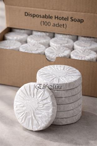 100 Adet 15 gr Mini Otel Sabunu – Pile Sargılı Buklet Yuvarlak Misafir Sabunu