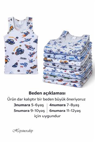 10lu Erkek Çocuk Renkli Desenli Atlet %100 Pamuklu Neşeli