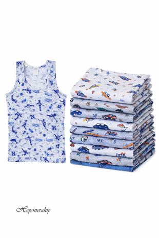 10lu Erkek Çocuk Renkli Desenli Atlet %100 Pamuklu Neşeli