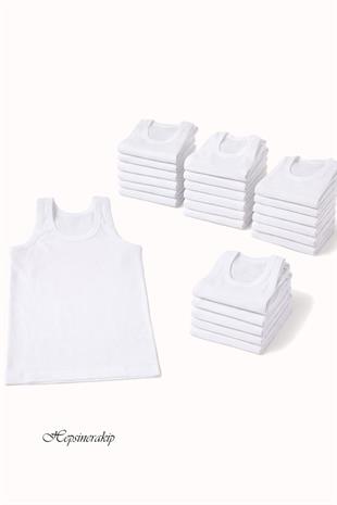 12lı Erkek Çocuk Klasik Askılı Pamuklu Penye Atlet Ekonomik Fanila