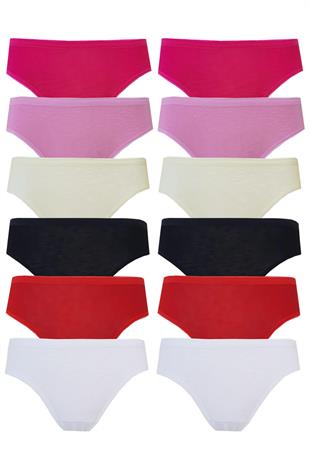 12li Kadın Bikini Külot Pamuklu Renkli İç Çamaşır Nefes Alan Doku