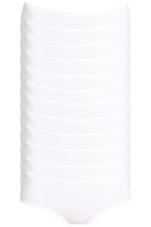 12li Kadın Likralı Bato Külot Yüksekbel Pamuklu Rahat Yumuşak