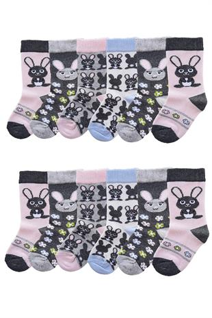 12li Kız Çocuk Çorap Uzun Soket Pamuklu Dikişsiz Renkli Yumuşak