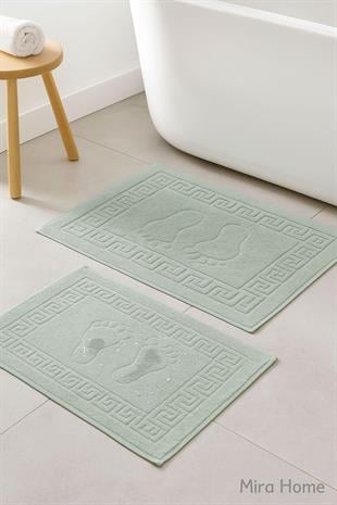 2 li Ayak İzli Banyo Ayak Havlusu %100 Pamuklu Renkli 50X70 Cm Menom