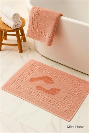 2 li Ayak İzli Banyo Ayak Havlusu %100 Pamuklu Renkli 50X70 Cm Menom