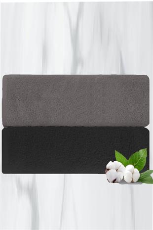 2 li Lüks El Yüz Havlu Seti 50x90 Cm %100 Pamuklu Gramajlı Grinja