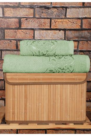 2 Parça Banyo Havlu Takımı %100 Pamuklu Şah Desen