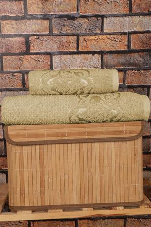 2 Parça Banyo Havlu Takımı %100 Pamuklu Şah Desen