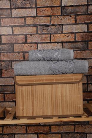 2 Parça Banyo Havlu Takımı %100 Pamuklu Şah Desen