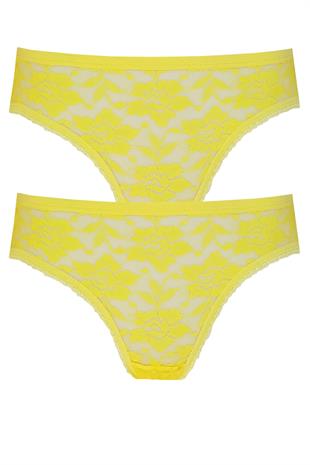 2li Kadın Önü Dantel Bikini Arkası Düz İnce Lastik Ekonomik 