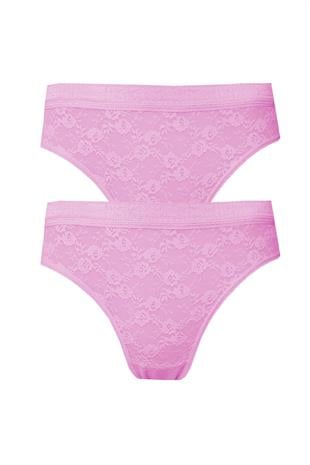 2li Kadın Önü Dantelli Bikini Parlak Lastik Ekonomik Yumuşak