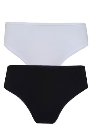 2li Kadın Orta Yüksek Bel Bikini İnce Lastik Pamuklu Ekonomik