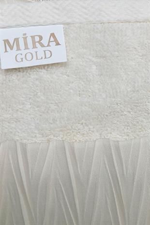 3 Lü Tül Dantel İşlemeli Boncuklu Havlu Seti 50X90 Cm