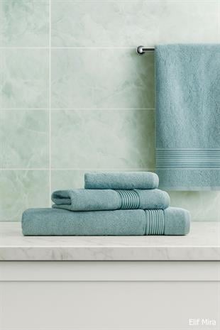 3 Parça Ekonomik Banyo Havlu Seti % 100 Pamuklu Basic