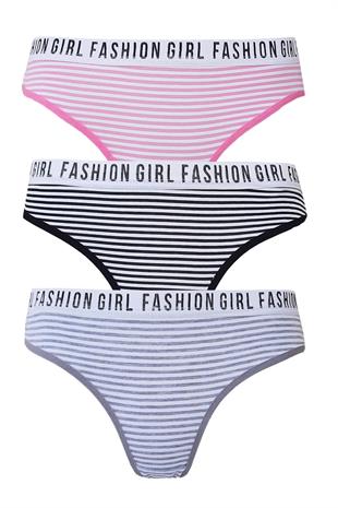 3lü Kadın Fashion Bikini Külot Pamuklu İç Çamaşırı