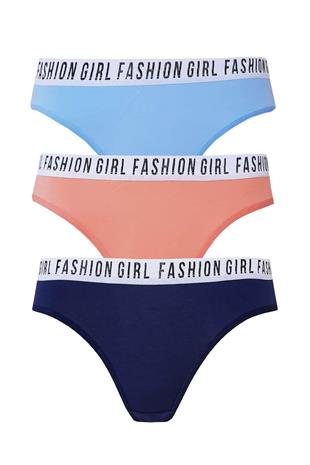3lü Kadın Fashion Bikini Külot Pamuklu İç Çamaşırı
