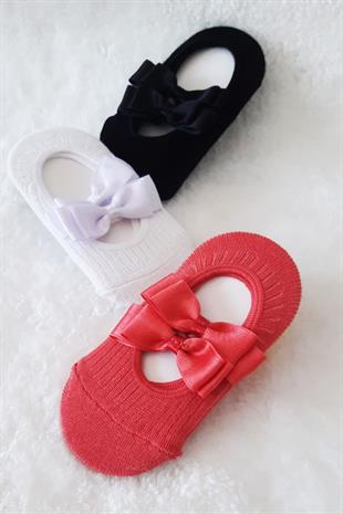 3lü Kız Bebek Fiyoklu Babet Çorap Pamuklu Çapraz Bantlı Esnek 